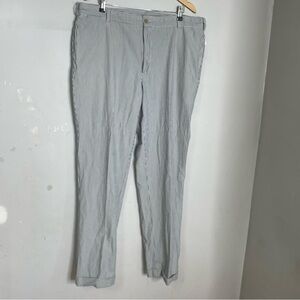 Bills Khakis Sz 42 Classic Fit Flat‎ Front Striped Seersucker Blue Pants